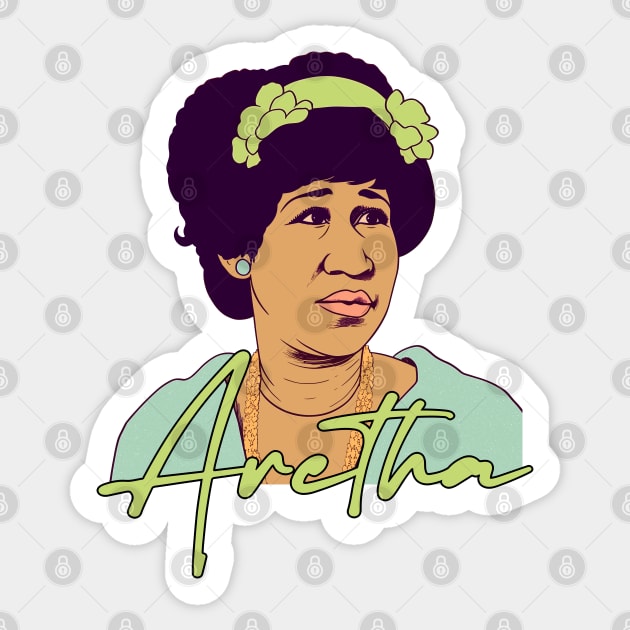 Aretha Franklin - Retro Soul Fan Design Sticker by DankFutura